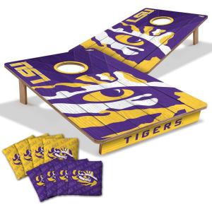 YouTheFan NCAA 2’ x 3’ Wood Cornhole Game with Logo Bags(LSU Tigers)