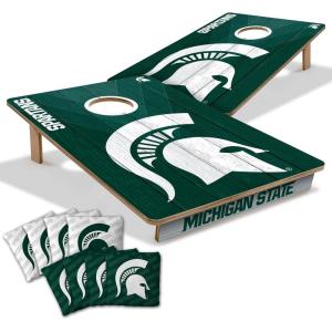 YouTheFan NCAA 2’ x 3’ Wood Cornhole Game with Logo Bags(Michigan State Spartans)