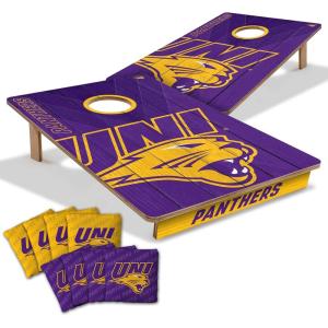 YouTheFan NCAA 2’ x 3’ Wood Cornhole Game with Logo Bags(Northern Iowa Panthers)