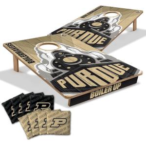 YouTheFan NCAA 2’ x 3’ Wood Cornhole Game with Logo Bags(Purdue Boilermakers)
