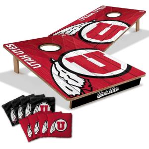 YouTheFan NCAA 2’ x 3’ Wood Cornhole Game with Logo Bags(Utah Utes)
