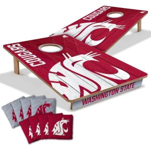 YouTheFan NCAA 2’ x 3’ Wood Cornhole Game with Logo Bags(Washington State Cougars)