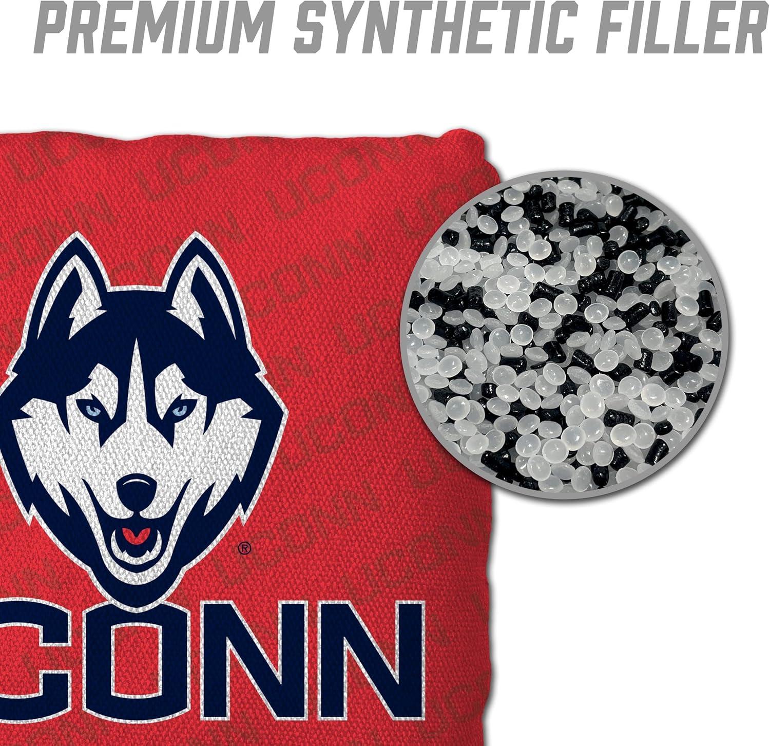 image:imageYouTheFan NCAA Connecticut Huskies Set of 4 Cornhole Bags All Weather Regulation 6 x 6 Size 16oz Weight Designed in USA