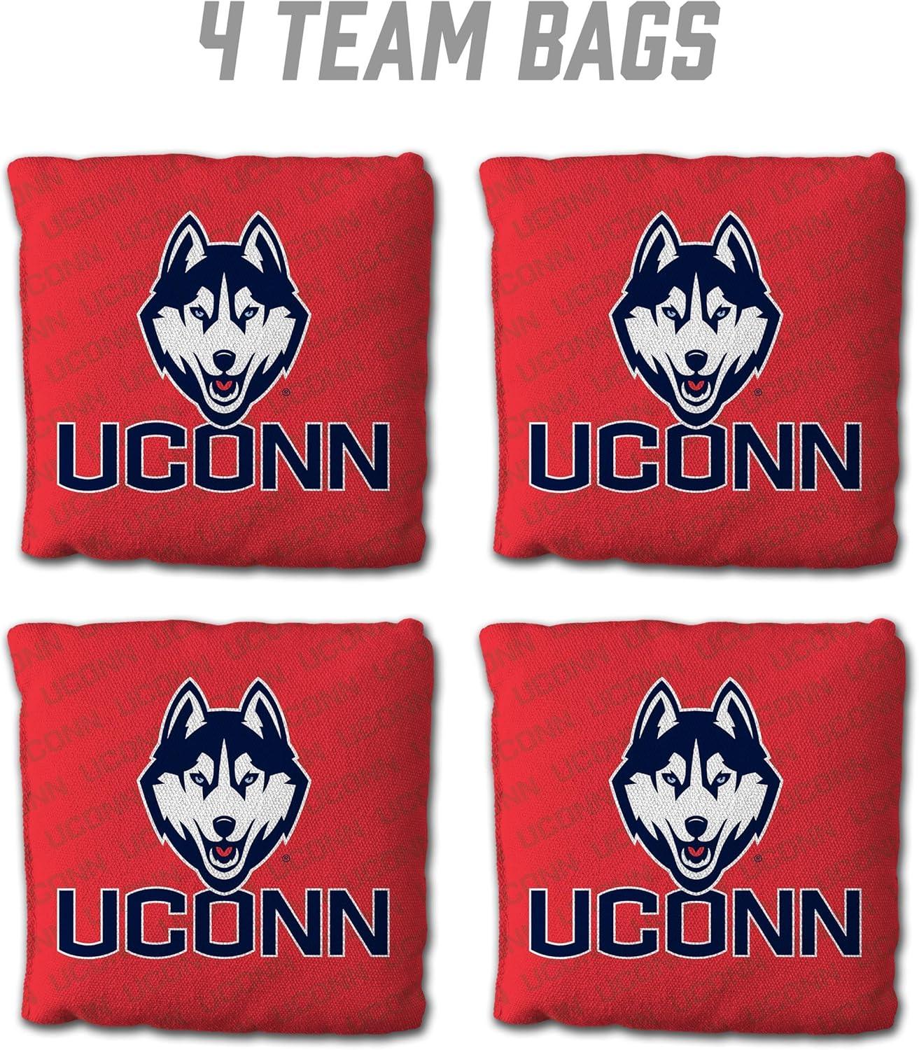 image:imageYouTheFan NCAA Connecticut Huskies Set of 4 Cornhole Bags All Weather Regulation 6 x 6 Size 16oz Weight Designed in USA