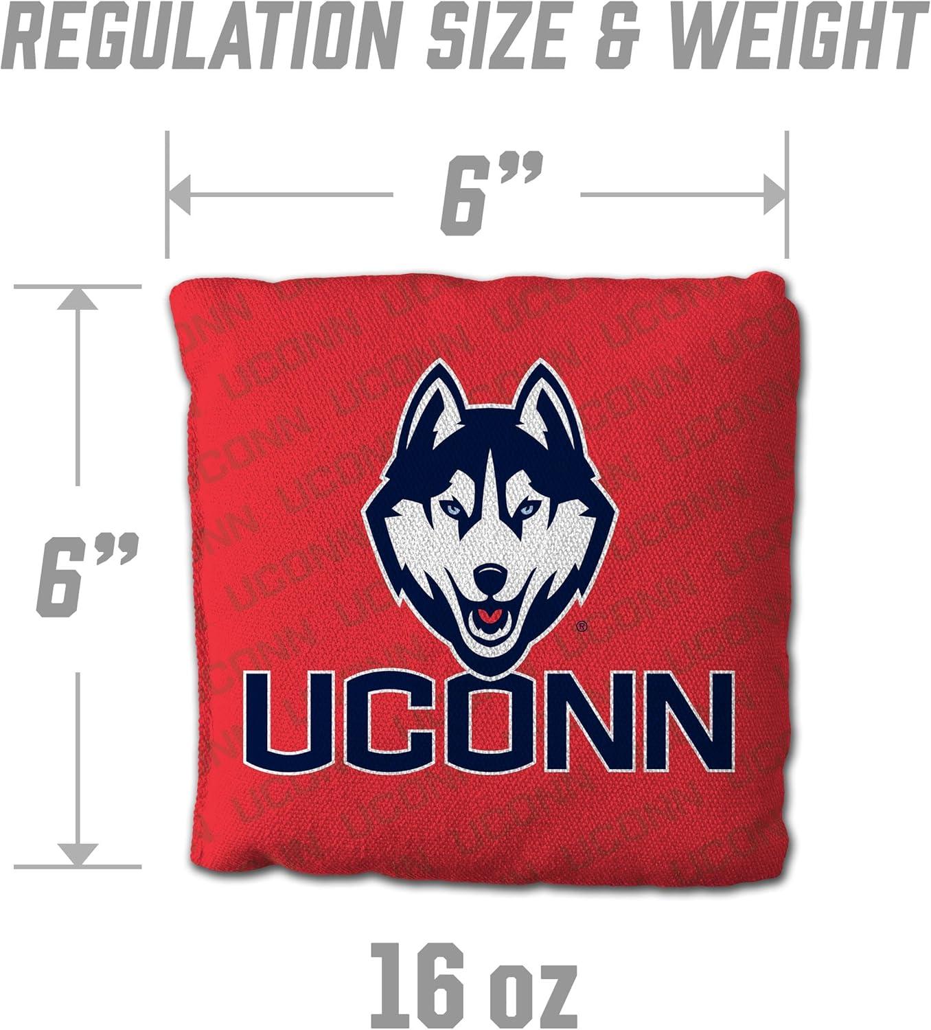image:imageYouTheFan NCAA Connecticut Huskies Set of 4 Cornhole Bags All Weather Regulation 6 x 6 Size 16oz Weight Designed in USA