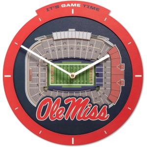YouTheFan NCAA Arizona State Sun Devils 3D StadiumView Clock(Mississippi Rebels)