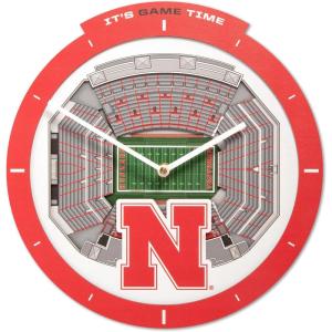 YouTheFan NCAA Arizona State Sun Devils 3D StadiumView Clock(Nebraska Cornhuskers)