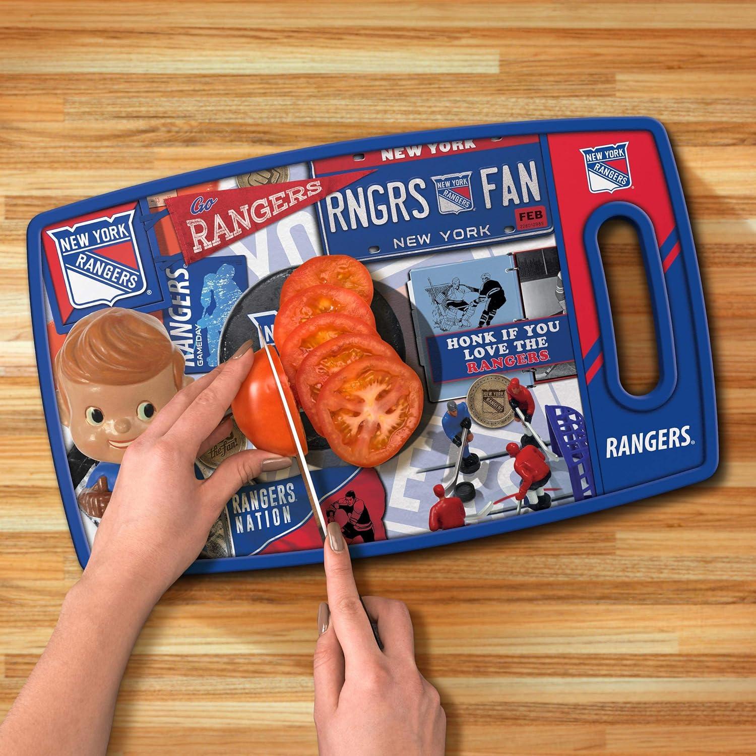 image:imageYouTheFan NHL OfficiallyLicensed Retro Series Cutting Board Reversible Design for Double The Cutting Surface Gentle on Knives Team Message on Both Front and BackNew York Rangers