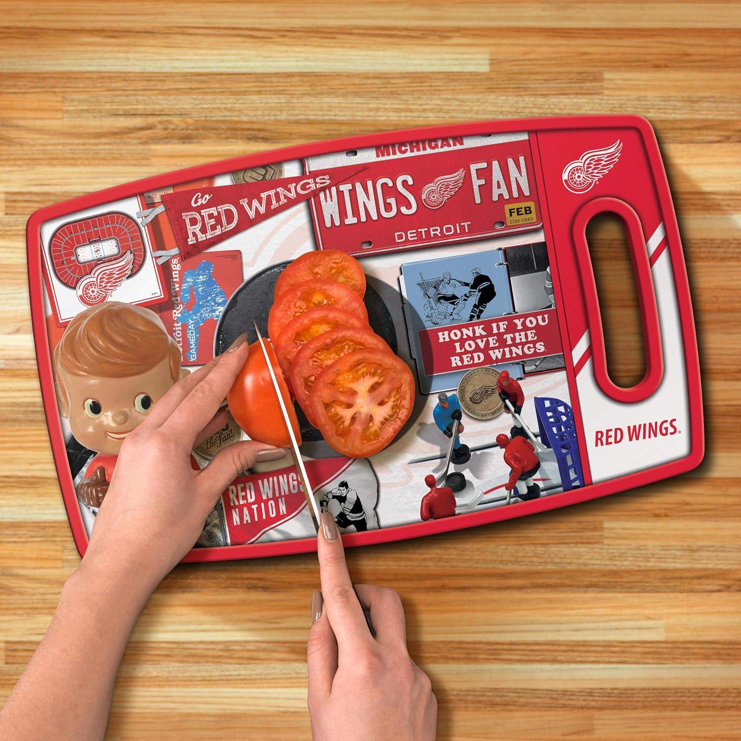 image:imageYouTheFan NHL OfficiallyLicensed Retro Series Cutting Board Reversible Design for Double The Cutting Surface Gentle on Knives Team Message on Both Front and BackDetroit Red Wings