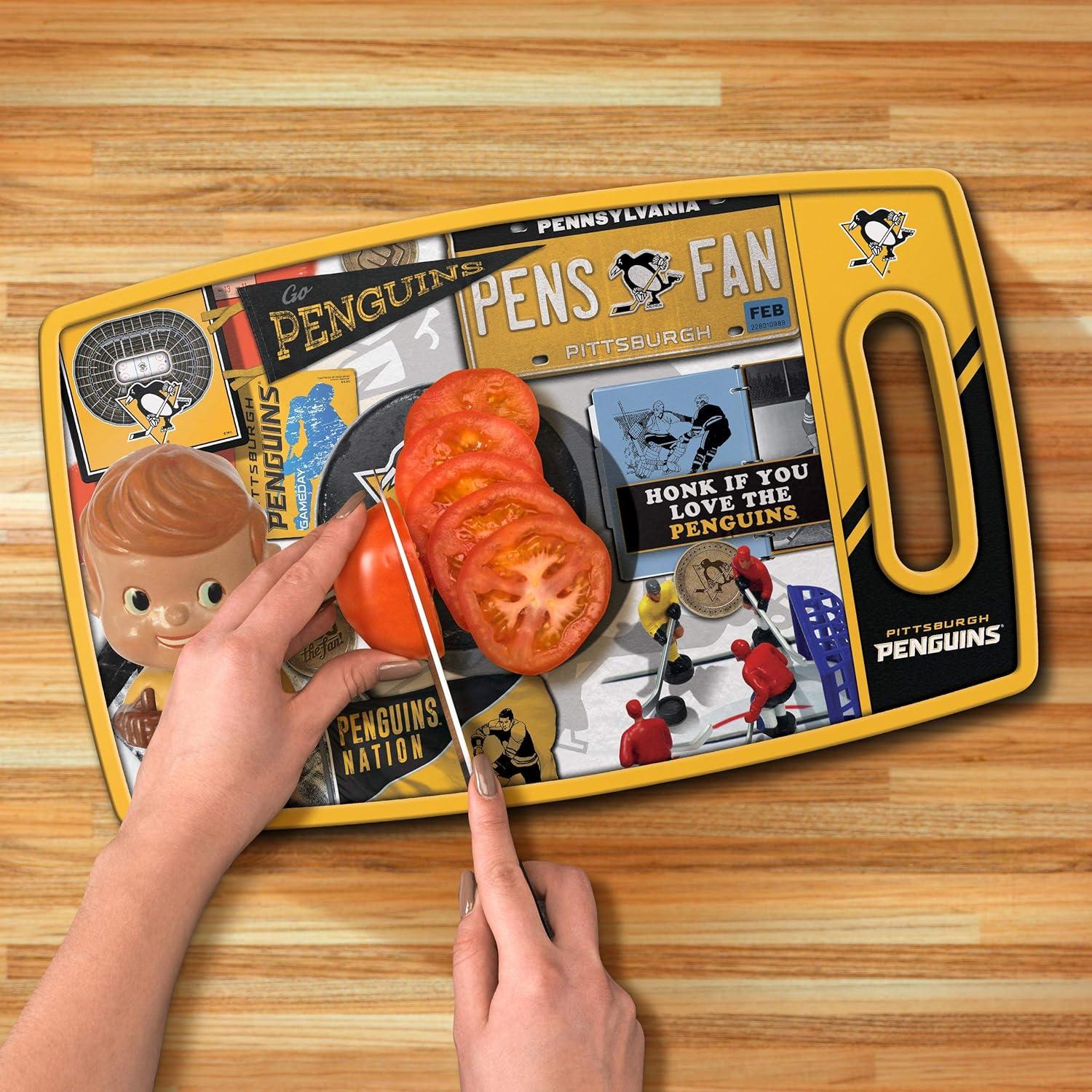 image:imageYouTheFan NHL OfficiallyLicensed Retro Series Cutting Board Reversible Design for Double The Cutting Surface Gentle on Knives Team Message on Both Front and BackPittsburgh Penguins