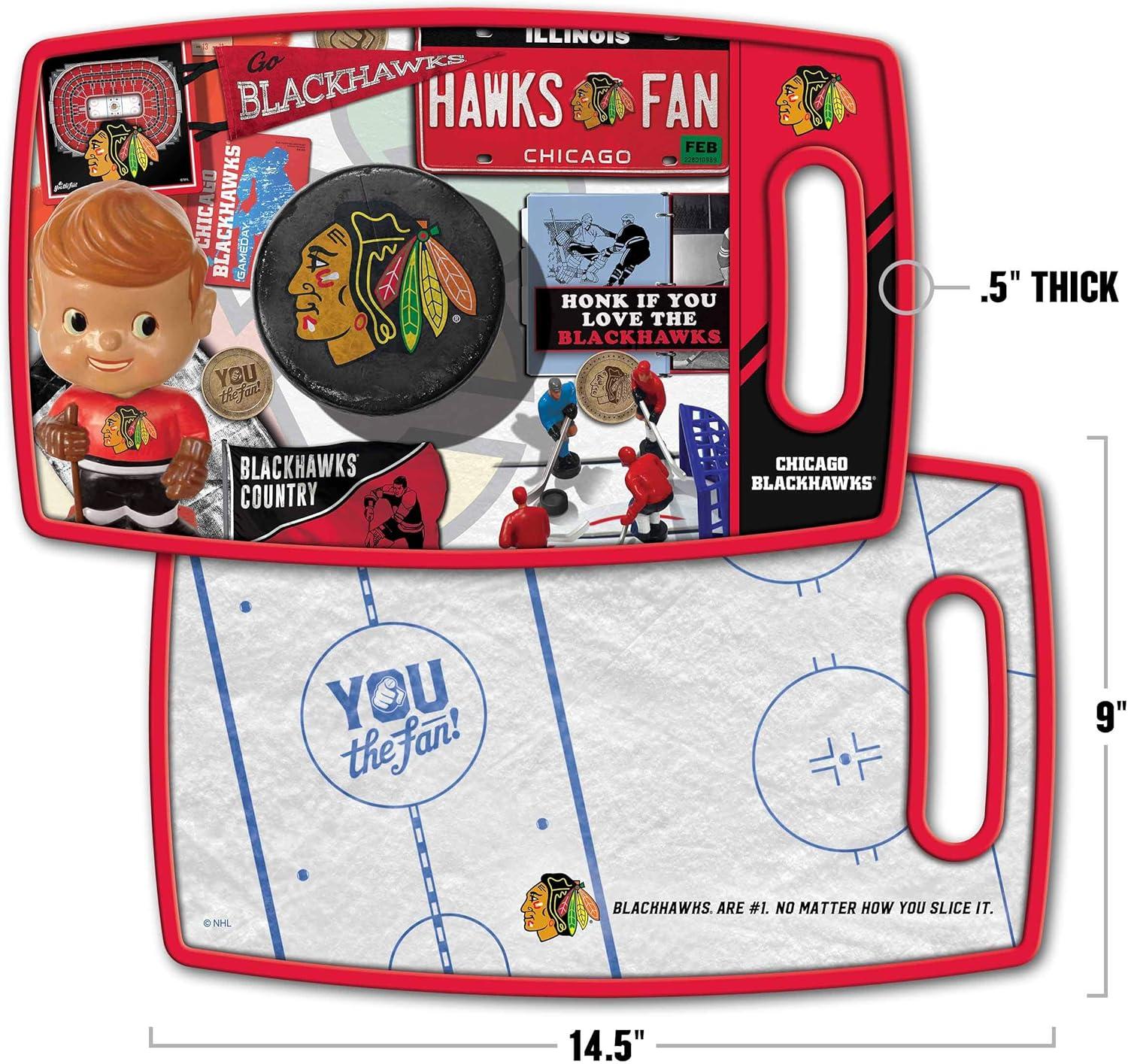 image:imageYouTheFan NHL OfficiallyLicensed Retro Series Cutting Board Reversible Design for Double The Cutting Surface Gentle on Knives Team Message on Both Front and BackChicago Blackhawks