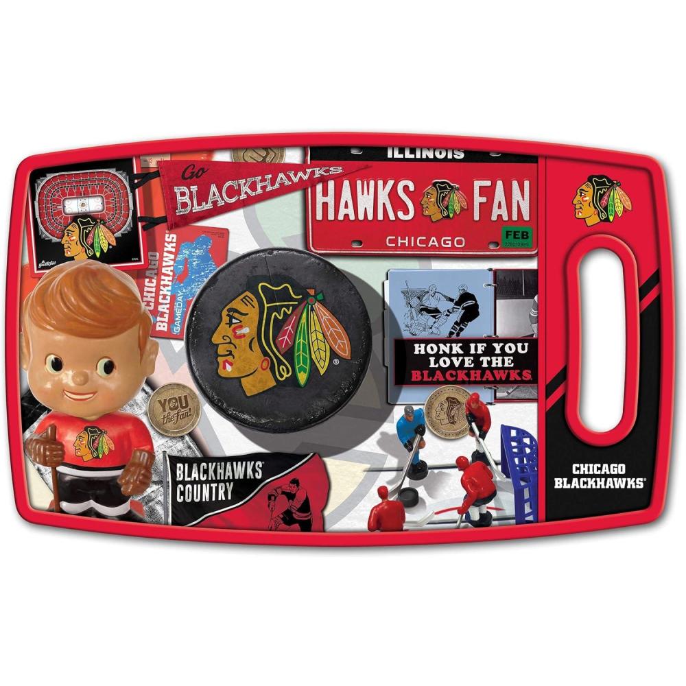 image:imageYouTheFan NHL OfficiallyLicensed Retro Series Cutting Board Reversible Design for Double The Cutting Surface Gentle on Knives Team Message on Both Front and BackChicago Blackhawks