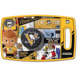 YouTheFan NHL Officially-Licensed Retro Series Cutting Board – Reversible Design for Double The Cutting Surface – Gentle on Knives, Team Message on Both Front and Back(Pittsburgh Penguins)