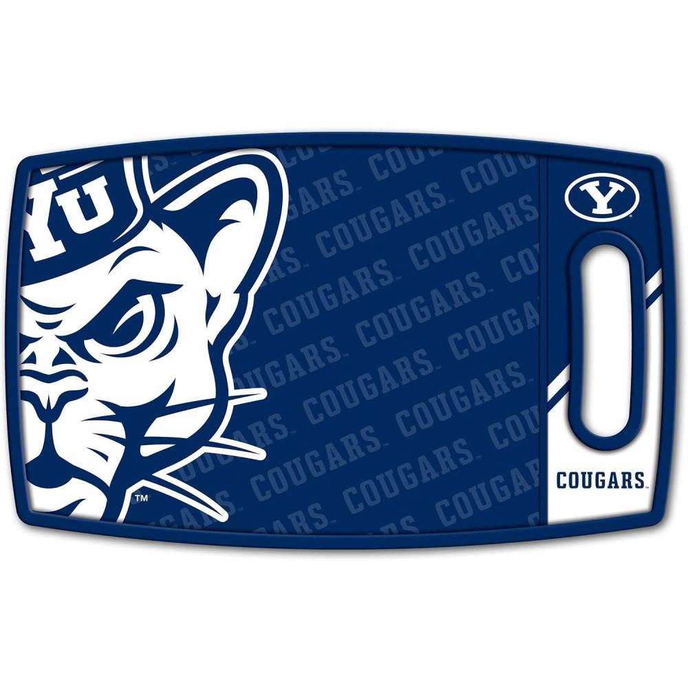 image:imageYouTheFan NCAA Officiallylicensed Logo Series Cutting Board  reversible design for double the cutting surface  gentle on knives team message on both front and backBYU Cougars