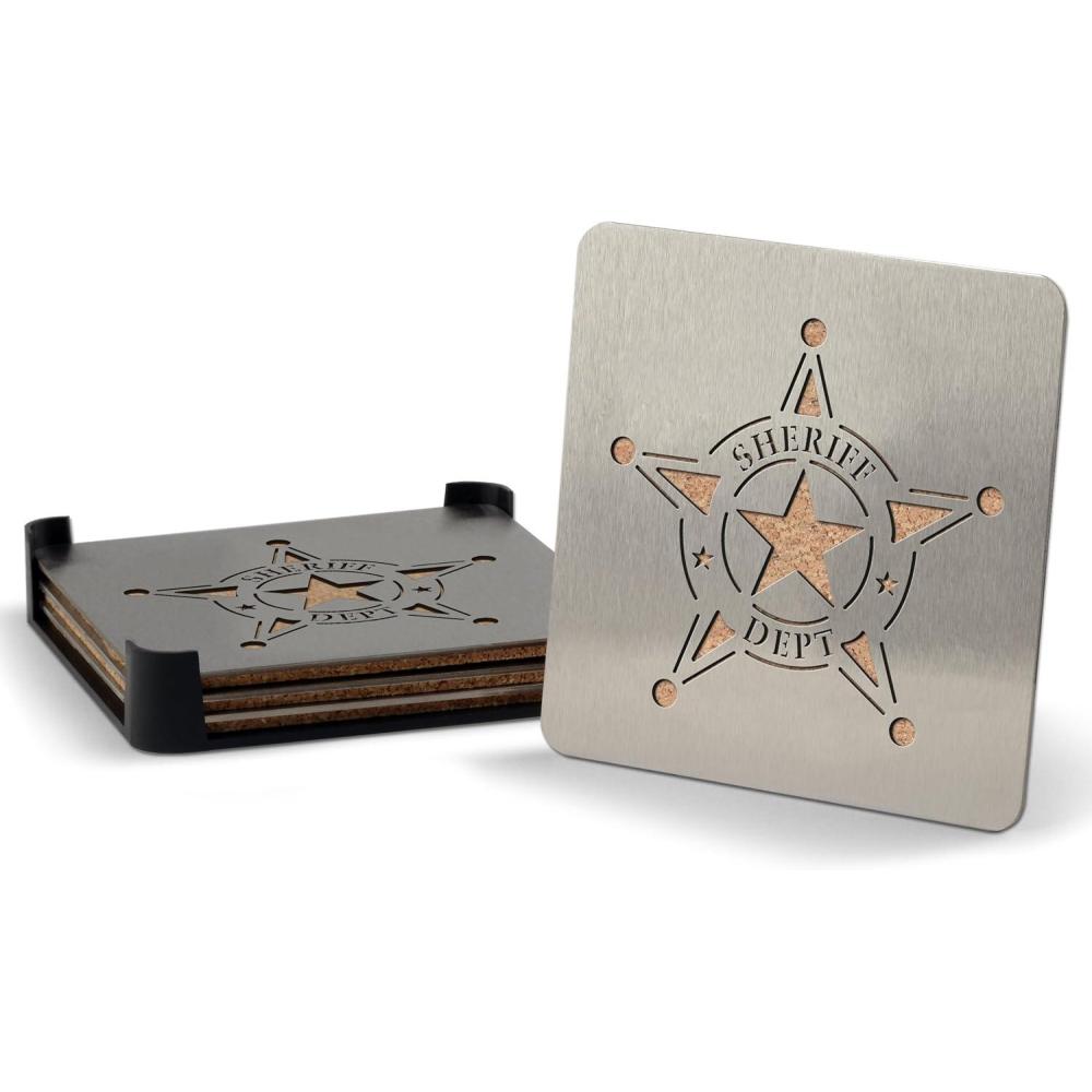 image:imageYouTheFan Universal Boasters Stainless Steel Drink CoastersSheriff Dept