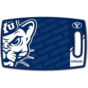 YouTheFan NCAA Officially-licensed Logo Series Cutting Board – reversible design for double the cutting surface – gentle on knives, team message on both front and back(BYU Cougars)