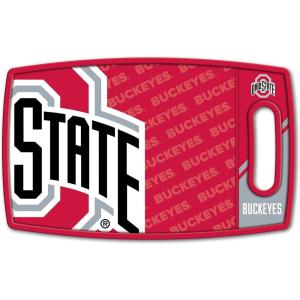 YouTheFan NCAA Officially-licensed Logo Series Cutting Board – reversible design for double the cutting surface – gentle on knives, team message on both front and back(Ohio State Buckeyes)