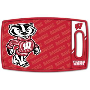 YouTheFan NCAA Officially-licensed Logo Series Cutting Board – reversible design for double the cutting surface – gentle on knives, team message on both front and back(Wisconsin Badgers)