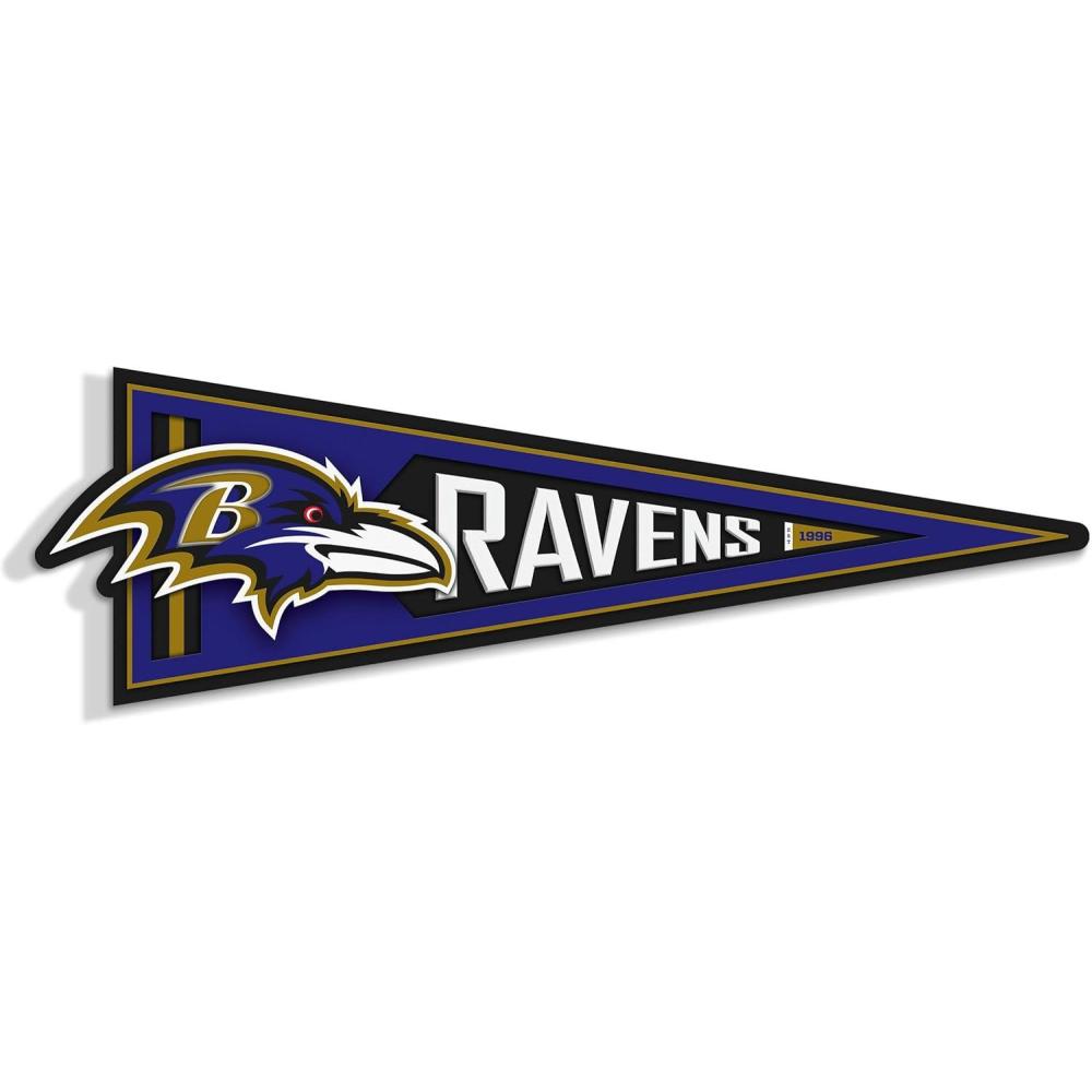 image:imageYouTheFan NFL 3D Wall Pennant precisioncrafted unique shape made of multiple layers readytohang officially licensed and stylish addition for ultimate team fanBaltimore Ravens
