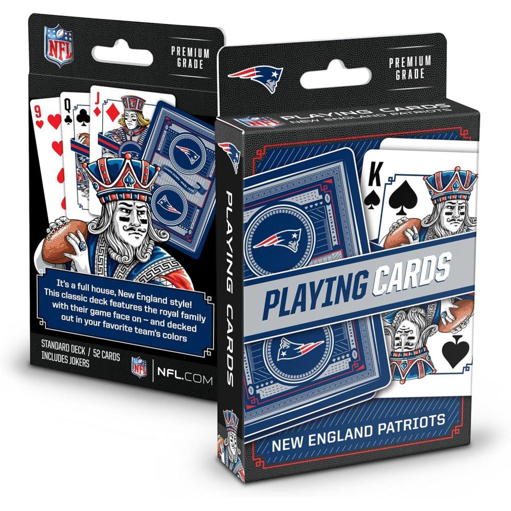 image:imageYouTheFan NFL OfficiallyLicensed Playing Cards  Original Artwork on All face Cards and Jokers  Teams Official Colors  Quality Linen Texture  Designed in The USANew England Patriots