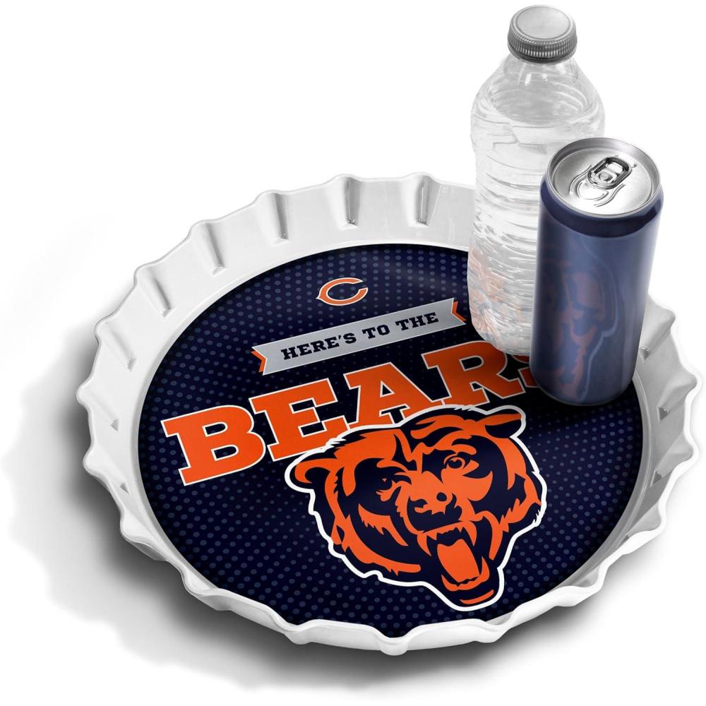 image:imageYouTheFan OfficiallyLicensed NFL Bottlecap Serving Tray  13 x 13  Bottle Cap Shaped Tray  100 Melamine Dishwasher Safe BPA Free  Great Fan GiftChicago Bears