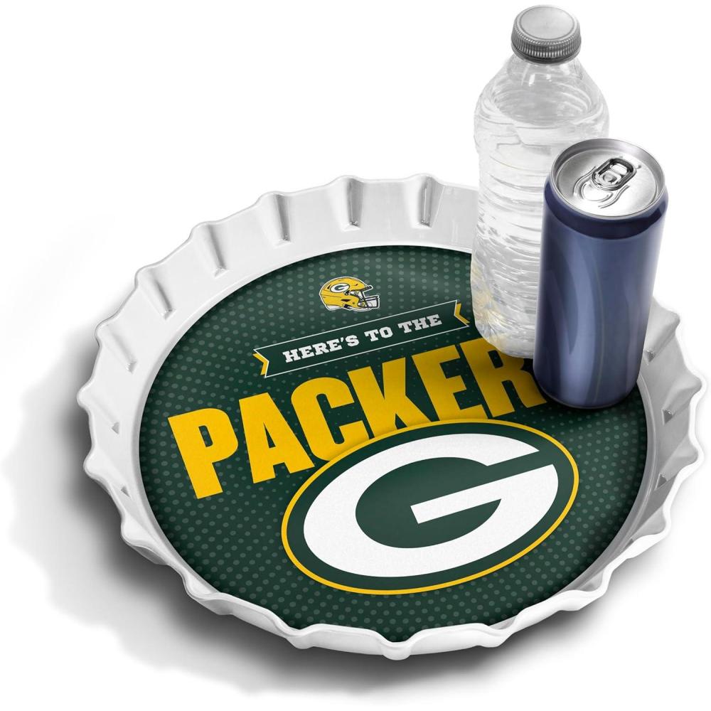 image:imageYouTheFan OfficiallyLicensed NFL Bottlecap Serving Tray  13 x 13  Bottle Cap Shaped Tray  100 Melamine Dishwasher Safe BPA Free  Great Fan GiftGreen Bay Packers