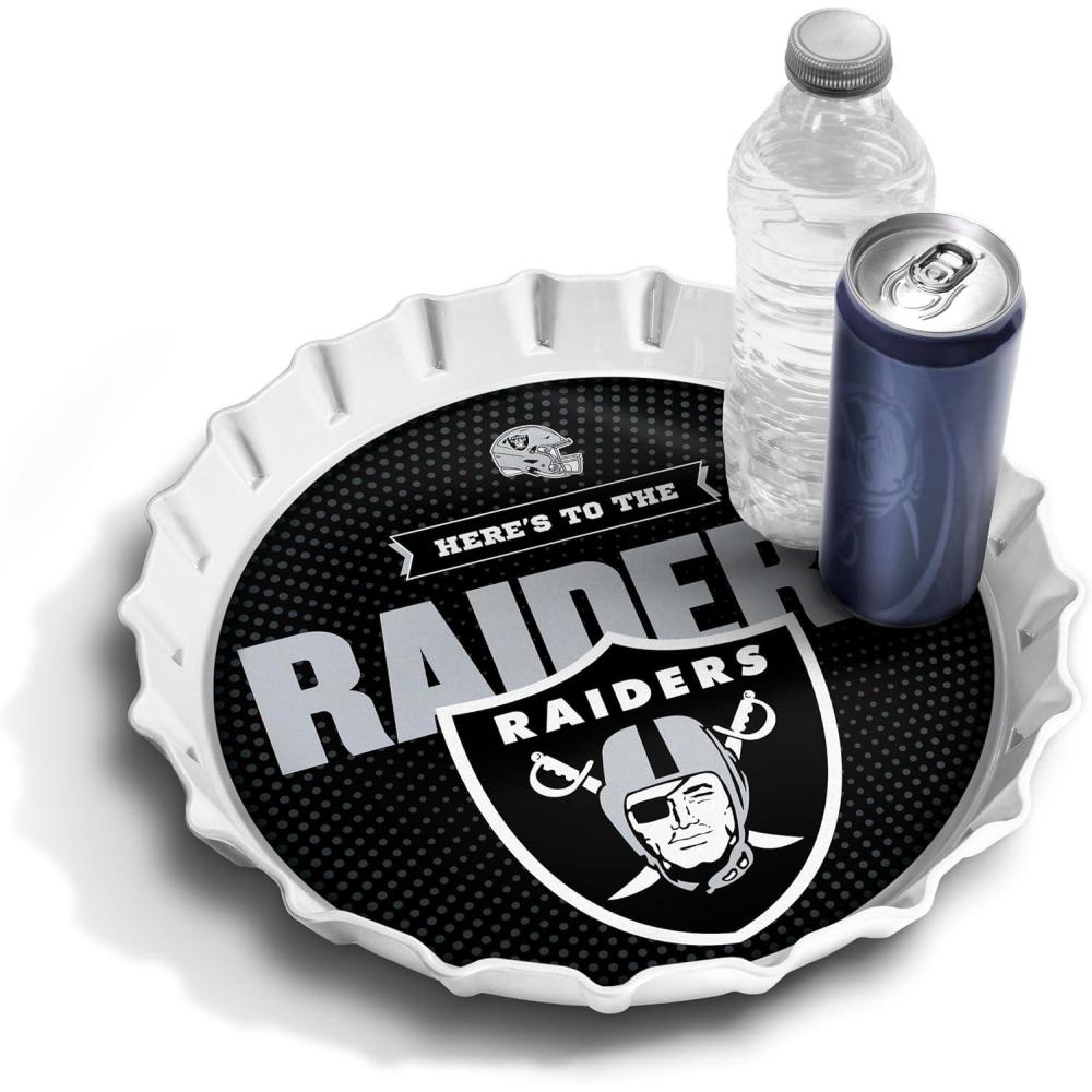 image:imageYouTheFan OfficiallyLicensed NFL Bottlecap Serving Tray  13 x 13  Bottle Cap Shaped Tray  100 Melamine Dishwasher Safe BPA Free  Great Fan GiftLas Vegas Raiders