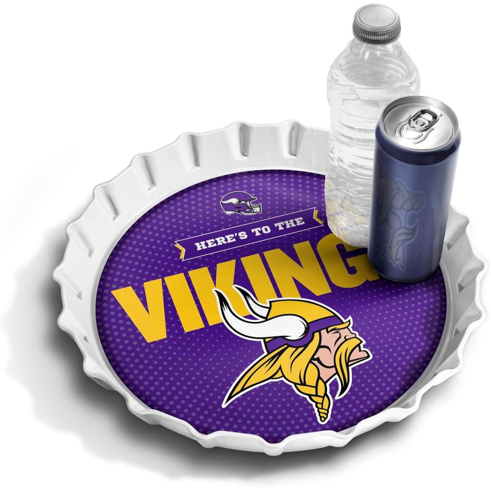 image:imageYouTheFan OfficiallyLicensed NFL Bottlecap Serving Tray  13 x 13  Bottle Cap Shaped Tray  100 Melamine Dishwasher Safe BPA Free  Great Fan GiftMinnesota Vikings