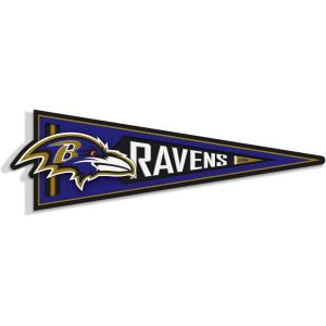 YouTheFan NFL 3D Wall Pennant, precision-crafted, unique shape made of multiple layers, ready-to-hang, officially licensed and stylish addition for ultimate team fan(Baltimore Ravens)