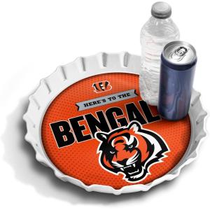 YouTheFan Officially-Licensed NFL Bottlecap Serving Tray – 13” x 13” – Bottle Cap Shaped Tray – 100% Melamine, Dishwasher Safe, BPA Free – Great Fan Gift(Cincinnati Bengals)