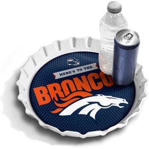 YouTheFan Officially-Licensed NFL Bottlecap Serving Tray – 13” x 13” – Bottle Cap Shaped Tray – 100% Melamine, Dishwasher Safe, BPA Free – Great Fan Gift(Denver Broncos)