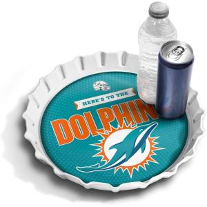 YouTheFan Officially-Licensed NFL Bottlecap Serving Tray – 13” x 13” – Bottle Cap Shaped Tray – 100% Melamine, Dishwasher Safe, BPA Free – Great Fan Gift(Miami Dolphins)