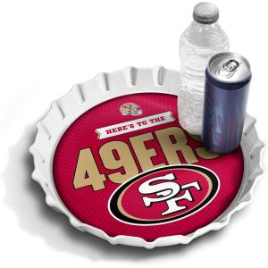 YouTheFan Officially-Licensed NFL Bottlecap Serving Tray – 13” x 13” – Bottle Cap Shaped Tray – 100% Melamine, Dishwasher Safe, BPA Free – Great Fan Gift(San Francisco 49ers)