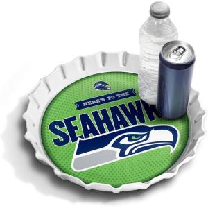 YouTheFan Officially-Licensed NFL Bottlecap Serving Tray – 13” x 13” – Bottle Cap Shaped Tray – 100% Melamine, Dishwasher Safe, BPA Free – Great Fan Gift(Seattle Seahawks)