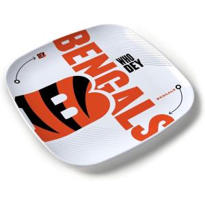 YouTheFan Officially-Licensed NFL Large Party Plate – 10.25” x 10.25” – 100% Melamine, Dishwasher Safe, BPA Free – Fan Gift for Snacks, appetizers and Food(Cincinnati Bengals)