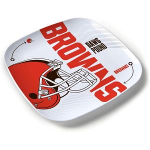YouTheFan Officially-Licensed NFL Large Party Plate – 10.25” x 10.25” – 100% Melamine, Dishwasher Safe, BPA Free – Fan Gift for Snacks, appetizers and Food(Cleveland Browns)