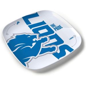 YouTheFan Officially-Licensed NFL Large Party Plate – 10.25” x 10.25” – 100% Melamine, Dishwasher Safe, BPA Free – Fan Gift for Snacks, appetizers and Food(Detroit Lions)
