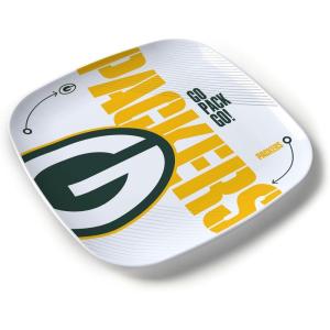 YouTheFan Officially-Licensed NFL Large Party Plate – 10.25” x 10.25” – 100% Melamine, Dishwasher Safe, BPA Free – Fan Gift for Snacks, appetizers and Food(Green Bay Packers)