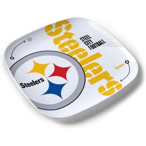 YouTheFan Officially-Licensed NFL Large Party Plate – 10.25” x 10.25” – 100% Melamine, Dishwasher Safe, BPA Free – Fan Gift for Snacks, appetizers and Food(Pittsburgh Steelers)