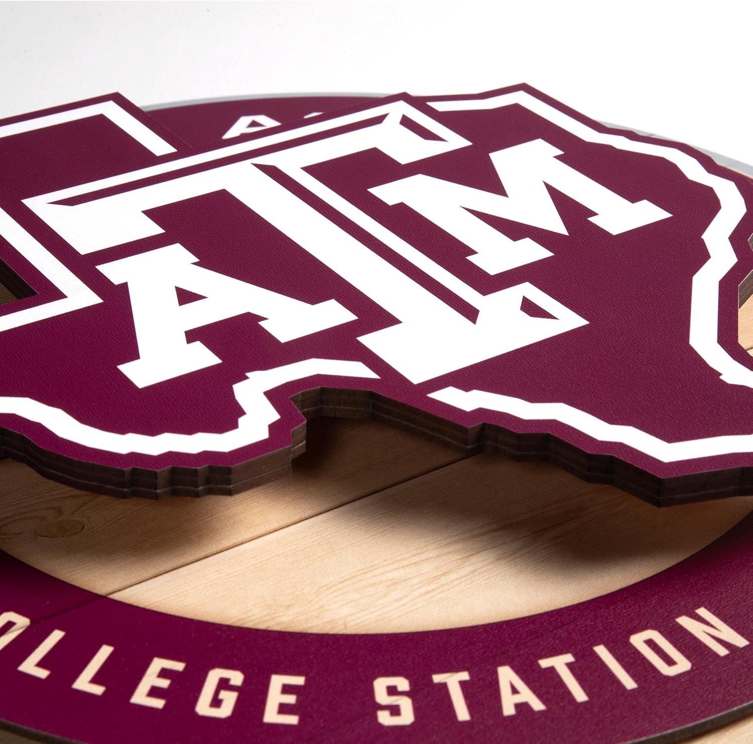 image:imageYouTheFan NCAA 3D Circle Backer Wall Art precisioncrafted multiple layers create striking depth readytohang officially licensed and visually stands outTexas AM Aggies