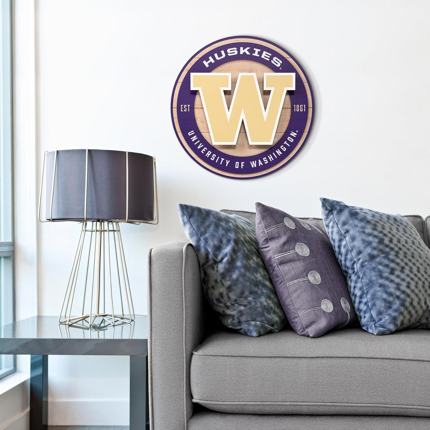 image:imageYouTheFan NCAA 3D Circle Backer Wall Art precisioncrafted multiple layers create striking depth readytohang officially licensed and visually stands outWashington Huskies