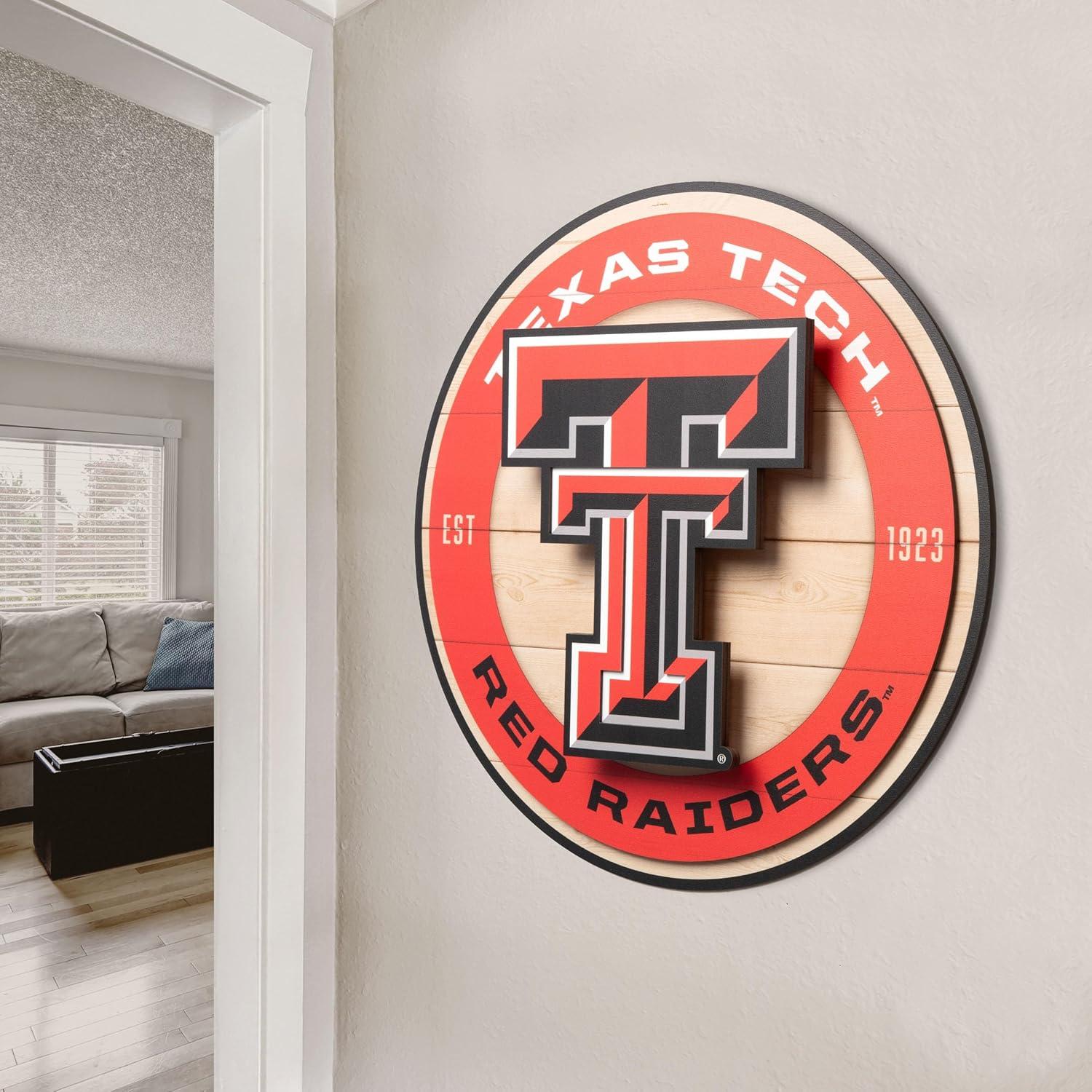 image:imageYouTheFan NCAA 3D Circle Backer Wall Art precisioncrafted multiple layers create striking depth readytohang officially licensed and visually stands outTexas Tech Red Raiders