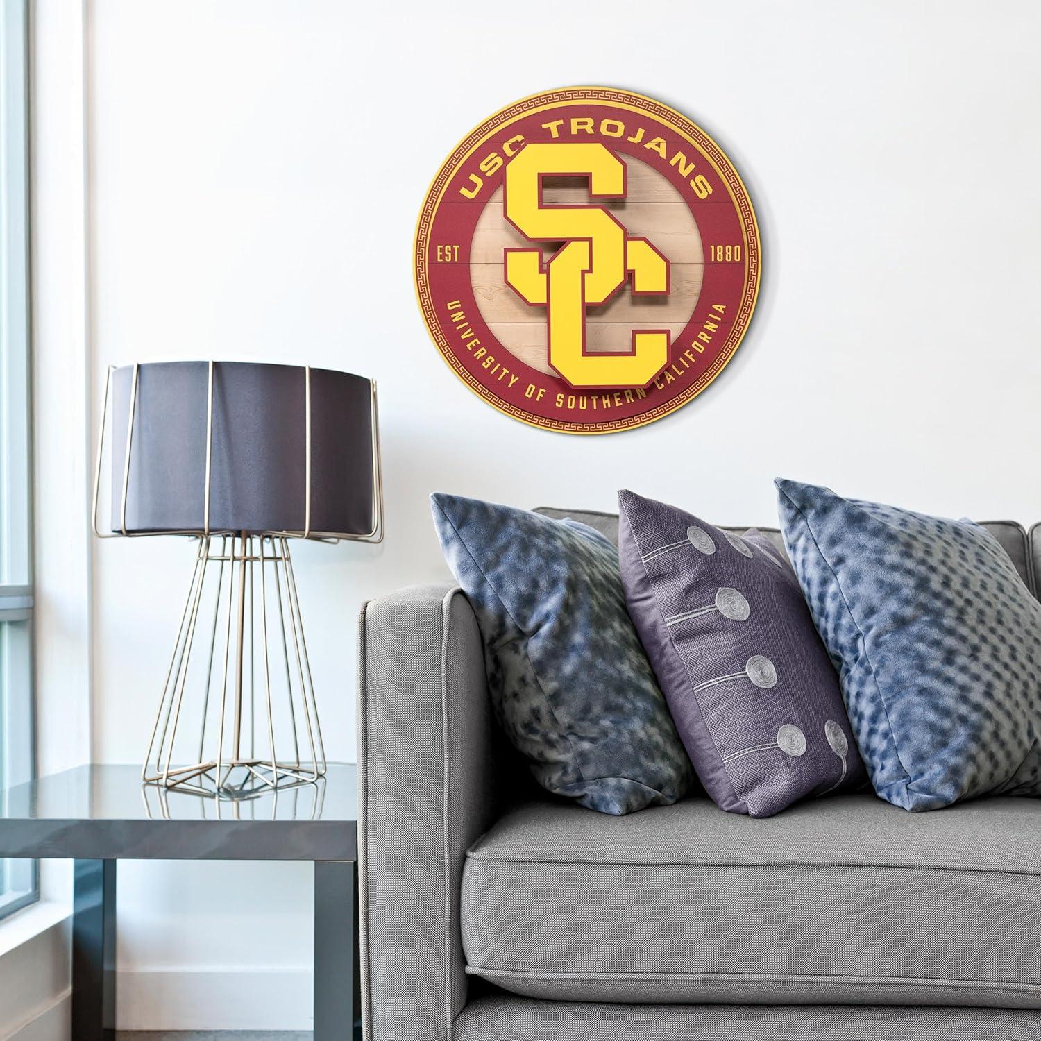 image:imageYouTheFan NCAA 3D Circle Backer Wall Art precisioncrafted multiple layers create striking depth readytohang officially licensed and visually stands outUSC Trojans