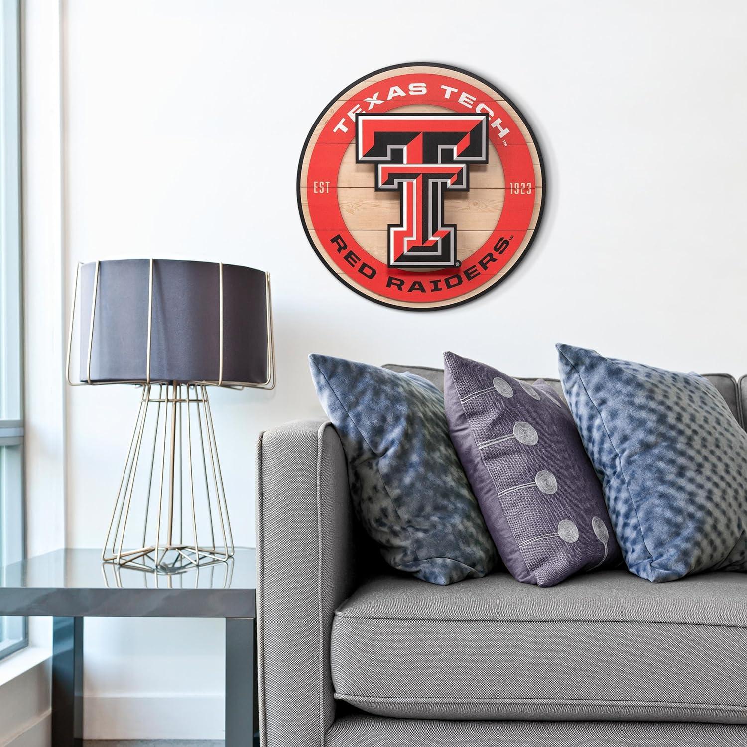 image:imageYouTheFan NCAA 3D Circle Backer Wall Art precisioncrafted multiple layers create striking depth readytohang officially licensed and visually stands outTexas Tech Red Raiders