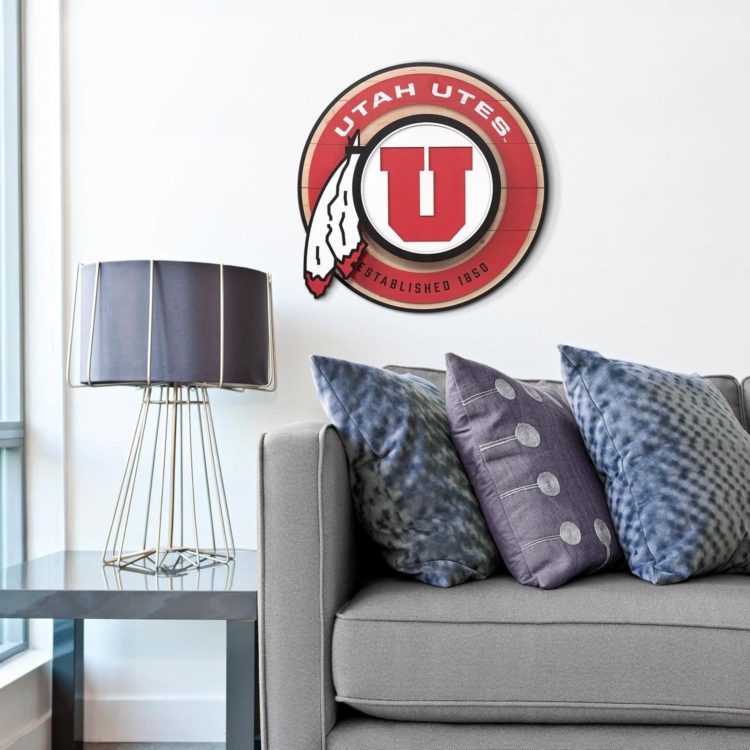 image:imageYouTheFan NCAA 3D Circle Backer Wall Art precisioncrafted multiple layers create striking depth readytohang officially licensed and visually stands outUtah Utes