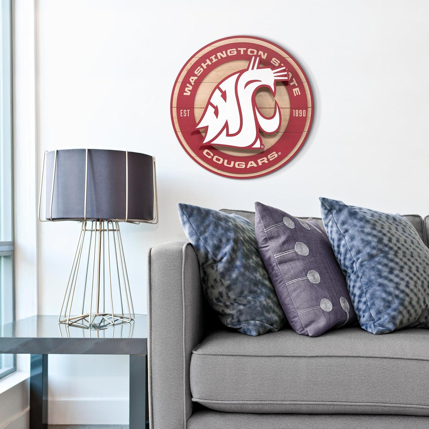 image:imageYouTheFan NCAA 3D Circle Backer Wall Art precisioncrafted multiple layers create striking depth readytohang officially licensed and visually stands outWashington State Cougars