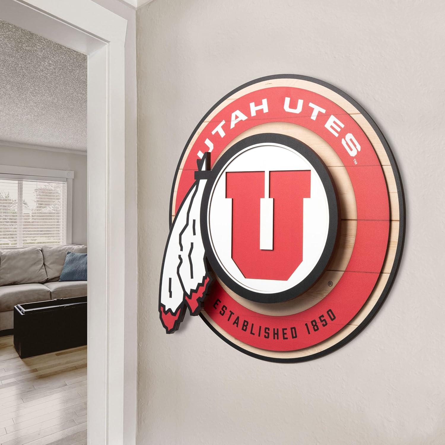 image:imageYouTheFan NCAA 3D Circle Backer Wall Art precisioncrafted multiple layers create striking depth readytohang officially licensed and visually stands outUtah Utes