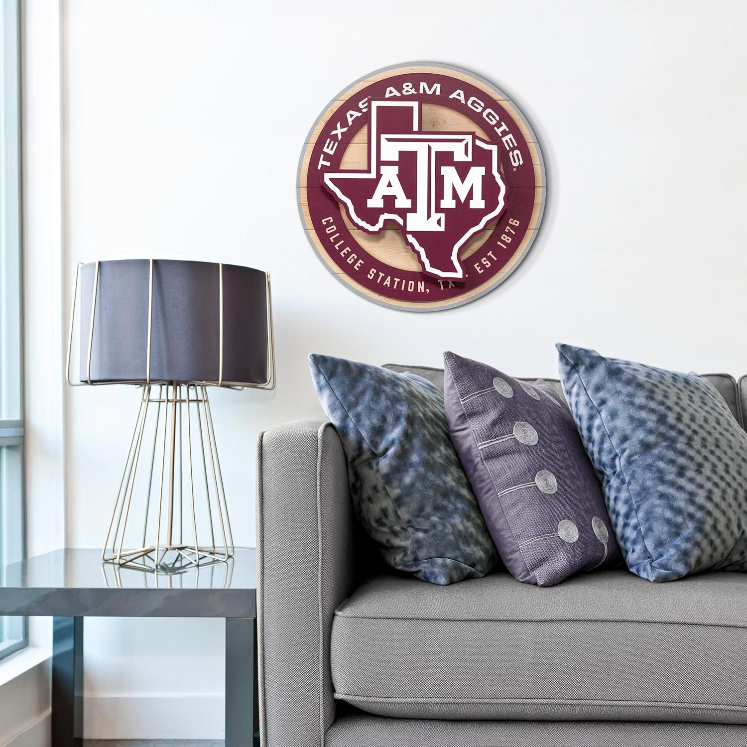 image:imageYouTheFan NCAA 3D Circle Backer Wall Art precisioncrafted multiple layers create striking depth readytohang officially licensed and visually stands outTexas AM Aggies
