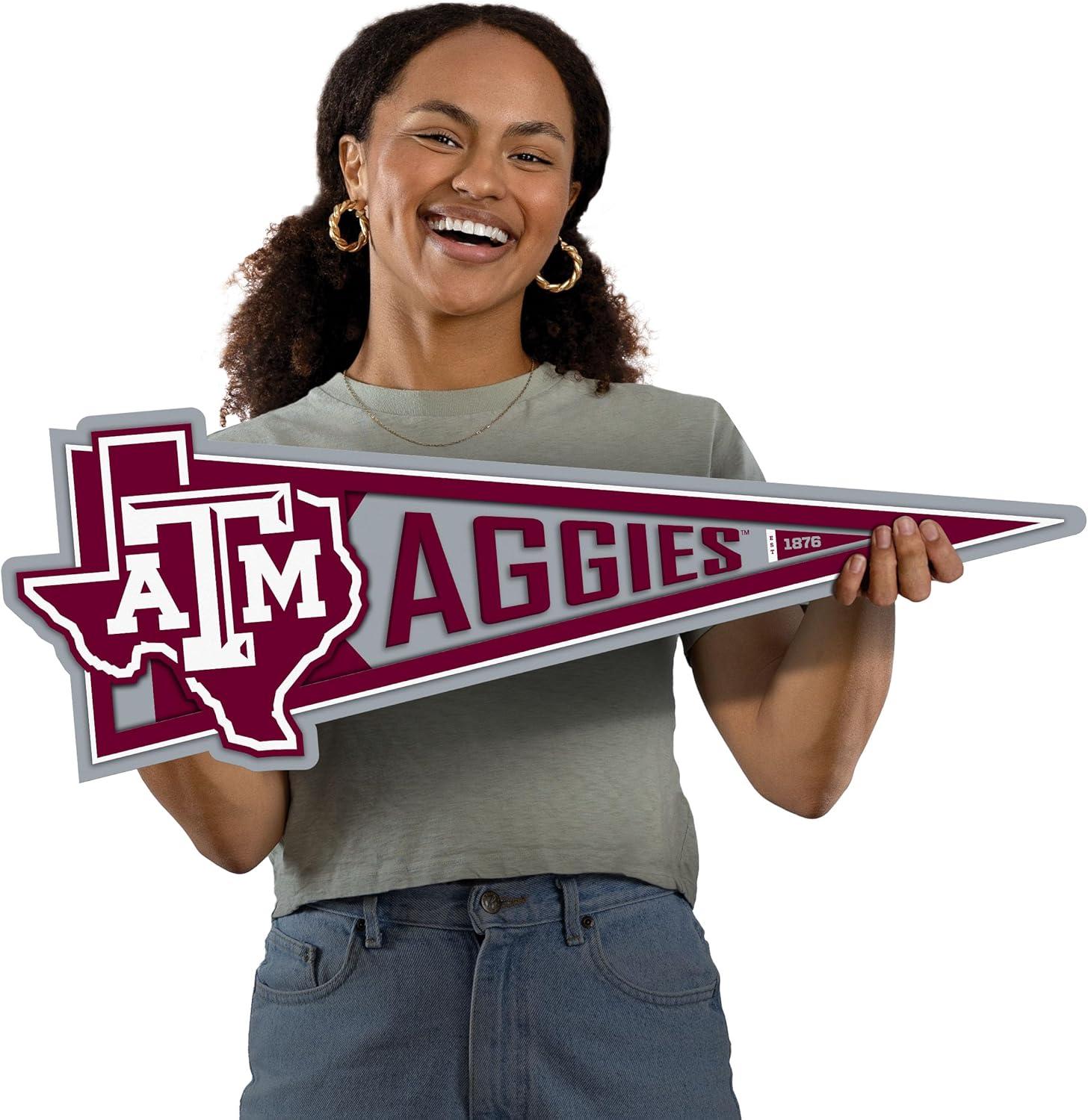 image:imageYouTheFan NCAA 3D Wall Pennant precisioncrafted unique shape made of multiple layers readytohang officially licensed and stylish addition for ultimate team fanTexas AM Aggies