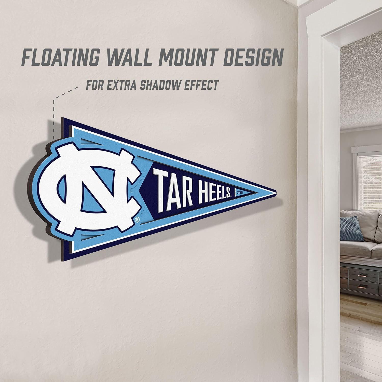 image:imageYouTheFan NCAA 3D Wall Pennant precisioncrafted unique shape made of multiple layers readytohang officially licensed and stylish addition for ultimate team fanNorth Carolina Tar Heels